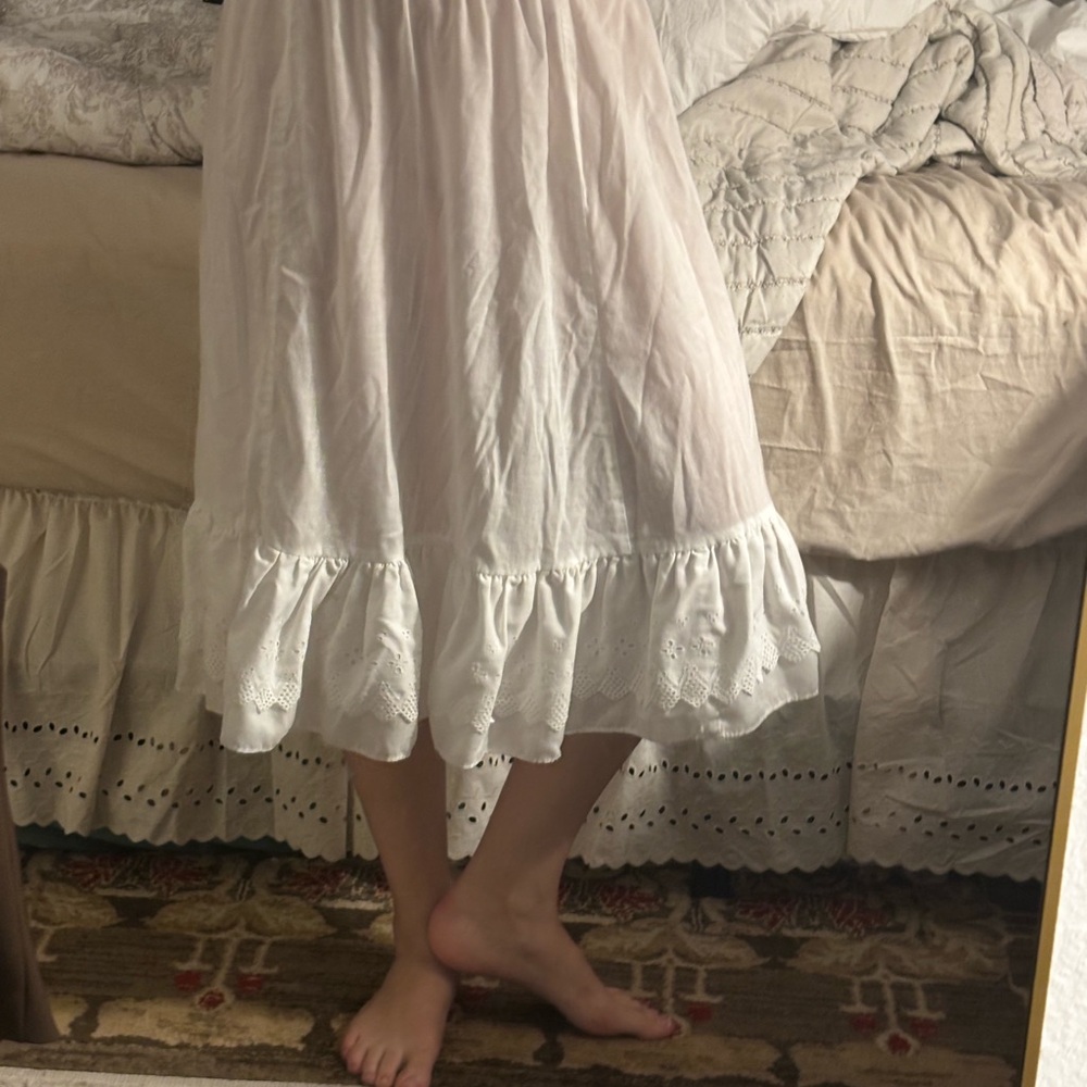 White Midi Skirt with Ruffle Hem